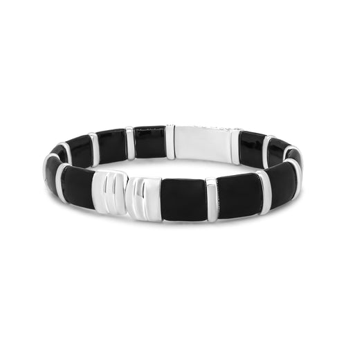.925 Sterling Silver Black and Brown Enamel 1/3 Cttw Round Diamonds
